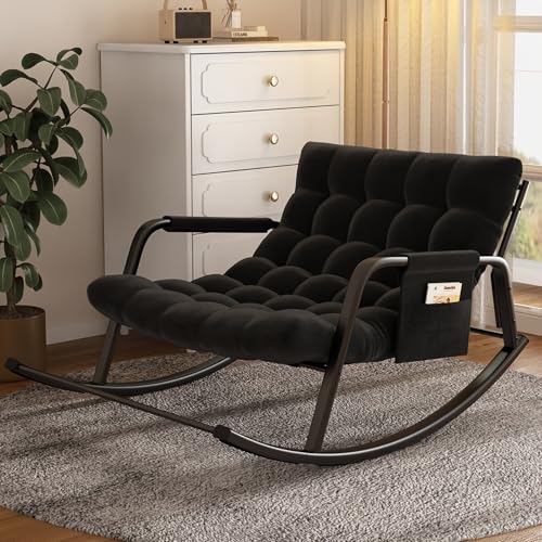 Mecedora moderna de gran tamaño con cojín para patio, dormitorio, sala de estar, porche y jardín