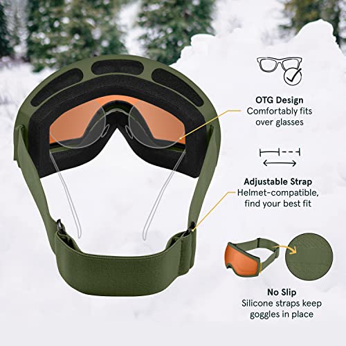 Retrospec Traverse Ski & Snowboard Snow Goggles for Men and Women with Spherical Lens - Anti-Fog and OTG Design, 100% UV Protection for Skiing and Snowboarding - Thumbnail 6