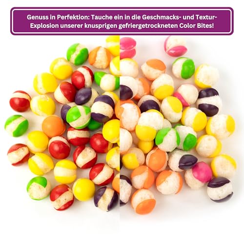 Color Bites – Gefriergetrocknete Süßigkeiten - Freeze Dried Candy - Crunchy Fruit und Sour Bits - 2x 100 g Knusprige Vegan Bonbons – American Candy & TikTok Trend