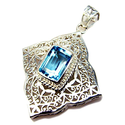 Image of New Year's Gifts Custom Ring Bride Gift Promise Ring Indian Jewelry Ring Band Natural Blue Topaz Silver Locket Birthstone Charms Victorian Style Emerald Cut Stone