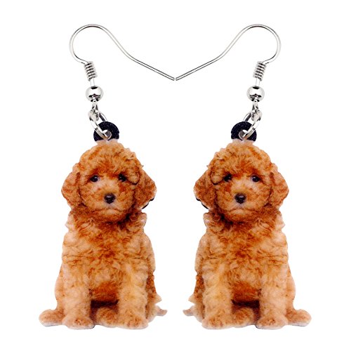 Newei Acrylic Cute Brown Curly Dog Earrings Long Dangle Drop Jewelry For Women Girls Gift Charms #TOP19