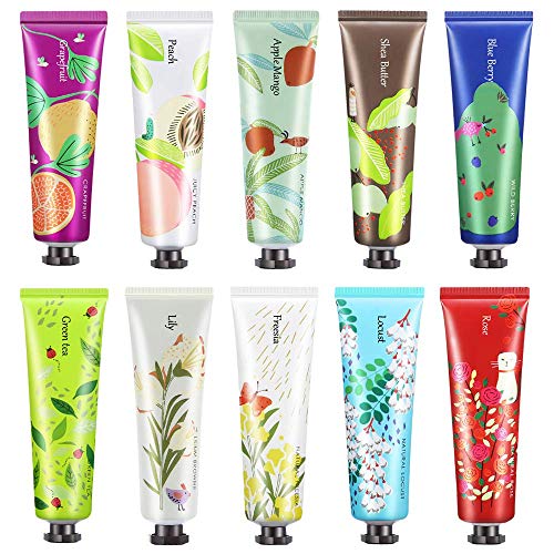 BONNIESTORE 10 Pack Fruits Fragrance Hand Cream, Moisturizing Hand Care Cream Travel Gift Set with Natural Aloe and Vitamin E for Women-30ml BONNIESTORE 10 Pack Fruits Fragrance Hand Cream, Moisturizing Hand Care Cream Travel Gift Set with Natural Aloe and Vitamin E for Women-30ml