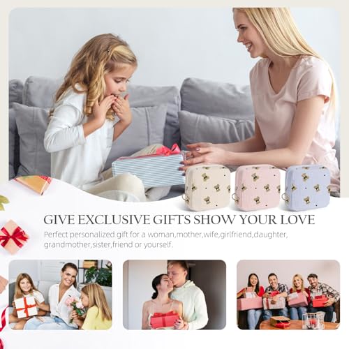 Image of Cute Period Bag for Teen Girls, Bears Corduroy Sanitary Napkin Storage Bag, Menstrual Pad Pouch Tampon Holder for Purse (Khaki)