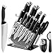 ACOQOOS Juego de Cuchillos de Cocina con Soporte Acrílico, Cuchillos Cocina 18 Piezas Set, Hecho de Acero Alemán X50Cr15, Súper Afilado, Diseño ergonómico