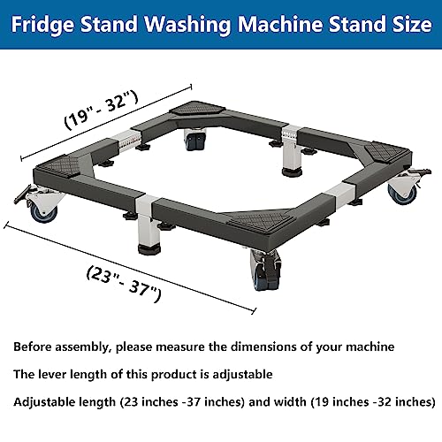 Image of All Steel Mobile Base Heavy Duty Furniture Dolly Adjustable Mini Fridge Stand Washing Machine Stand Furniture Dolly for Washer, Refrigerator and Dryer(Black)