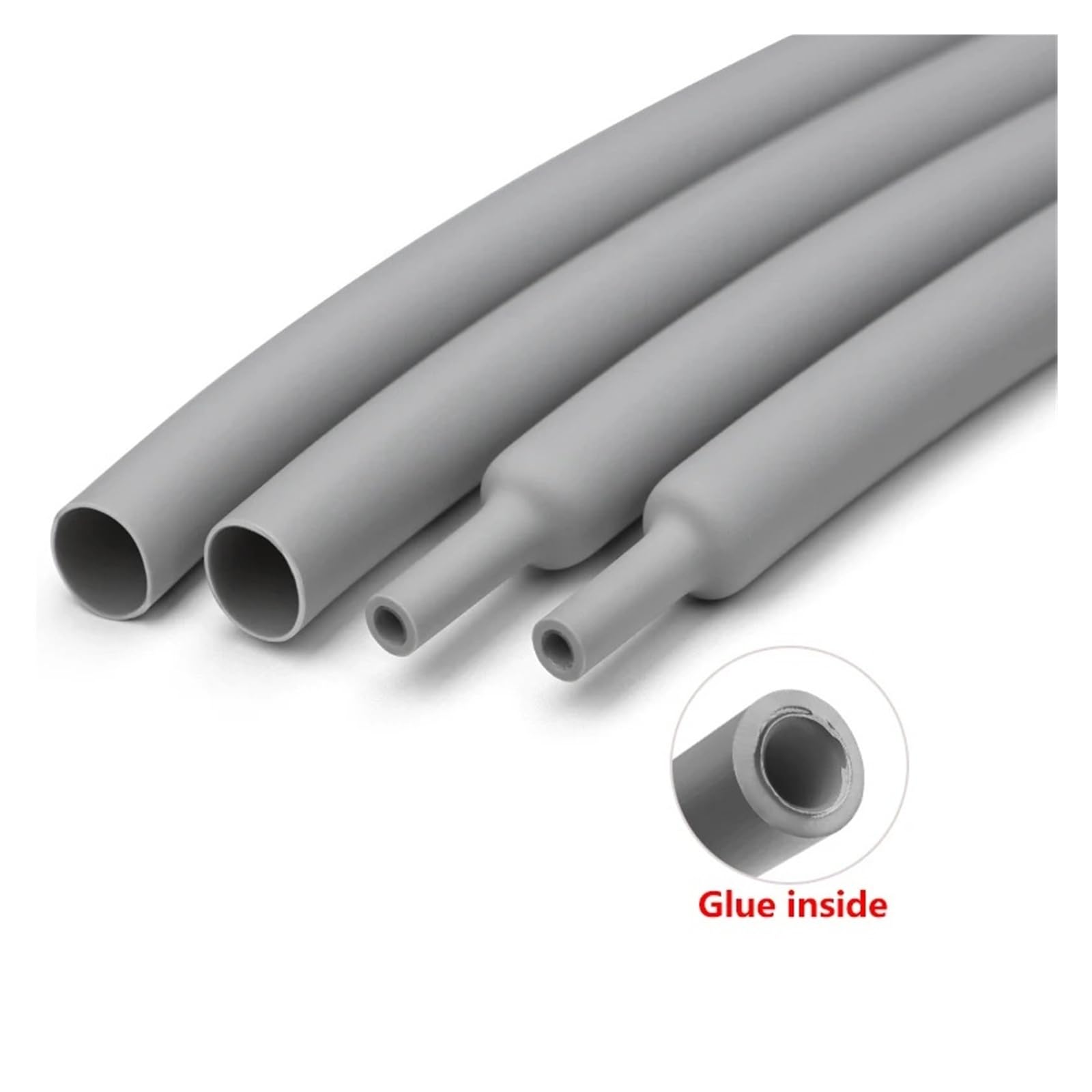 Gaine thermorétractable grise 3:1, 1 mètre, avec colle, 15,4 à 50 mm(50mm)