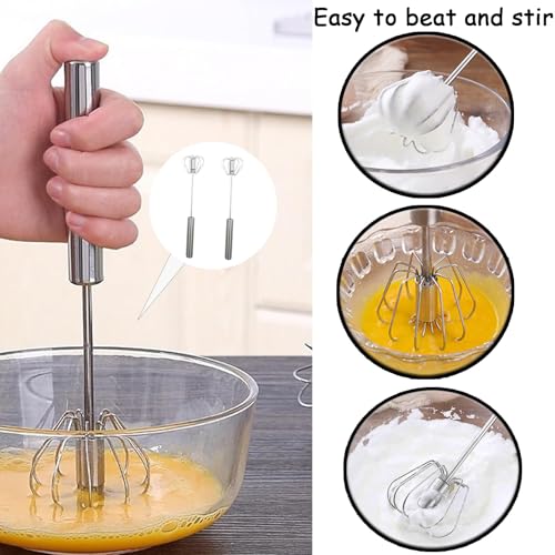 2-in-1 Egg Blender - Rotating Hand Push Milk Frother & Whisk Mixer - Image 6