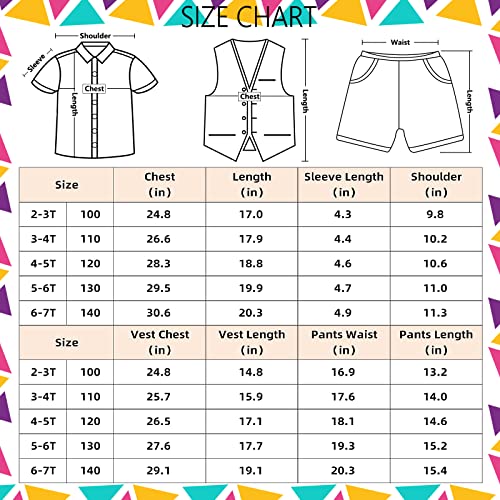 Angelwilla Boys Suit Short Dress Shirt With Bow Tie,Vest And Short Pants Set 4Pcs Kids Suit For Wedding #TOP6