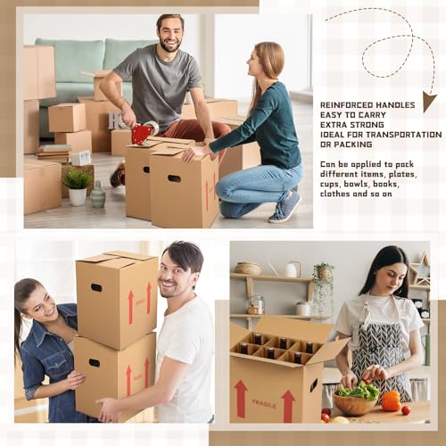 Image of Tatuo 20 Pack Wine Box for Moving, 6 Bottle, with Divider, 13 x 11 x 8 in | Liquor Shipping Packing Box Bulk, Corrugated Cardboard, Reinforced Bottom, Break Resistant, Heavy Duty, Cellar Storage