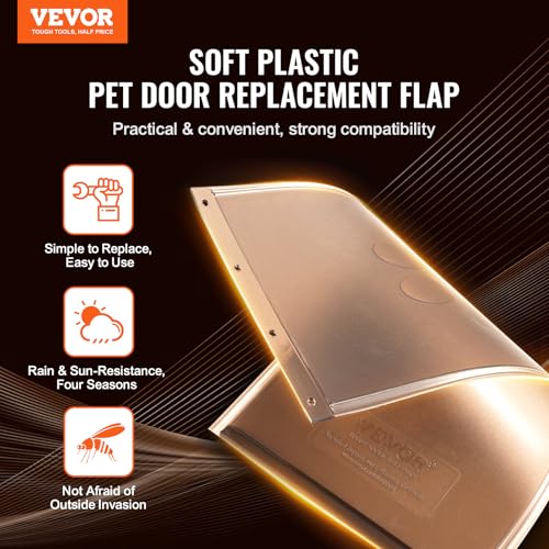 VEVOR Ersatzklappe für Haustiertür, kompatibel mit (VEVOR) Haustiertüren, 260,4 x 412,8 mm, langlebigere wetterbeständige verdickte PVC-Ersatzklappe für Hundetür mit langem Magnetstreifen (L)