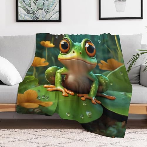 Couverture polaire grenouille en flannel polyester chaud 150x200cm - 3