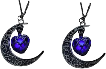 ABOOFAN 2pcs Charm Necklace for Women Fashion Pendant Hollow Moon Shape for Mother Day