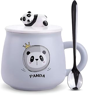 NYRWANA 3D Panda Ceramic Coffee Mug with Cartoon Face – Cute Panda Novelty Coffee Mug for Gifting and Decor (Purple)