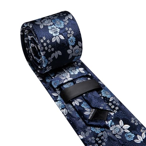 Image of Barry.Wang Men Tie Set Floral Paisley Silk Necktie Pocket Square Cufflinks Formal Wedding Party Business