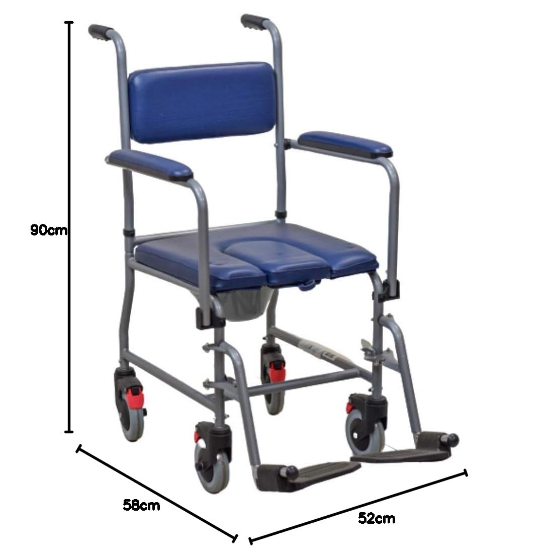 Sedia Comoda WC Imbottita con Rotelle Vaso rimovibile per Disabili e Anziani -Termigea - SE3