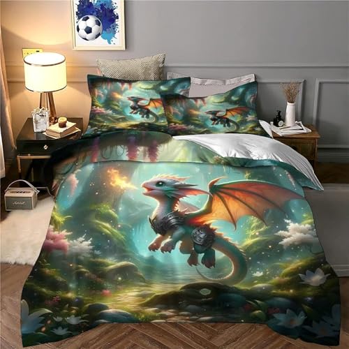 Parure de lit dragon 3D Super King 260x220 en microfibre pour ado - 6