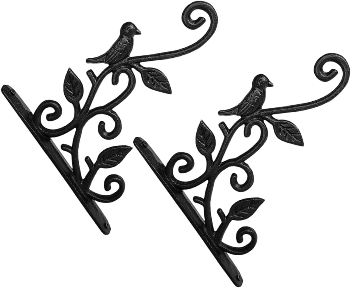Toyvian 2pcs Black Wall Hanging Flower Basket Bracket for Plant Hanger Outdoor Decor