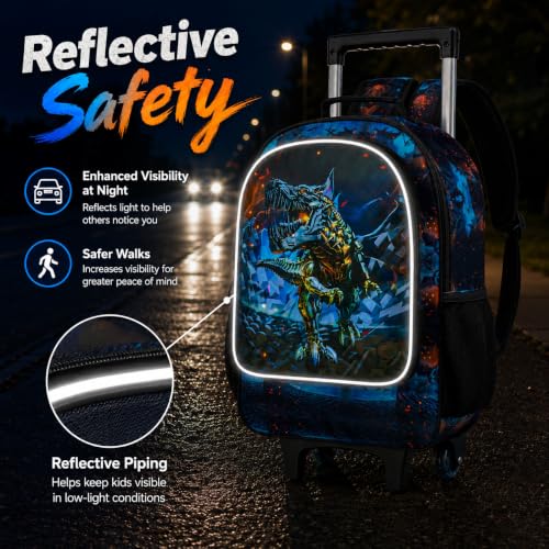 Image of CCJPX Rolling Backpack for Boys, Kids Roller School Bag with Wheels Toddler Wheeled Bookbag Elementary