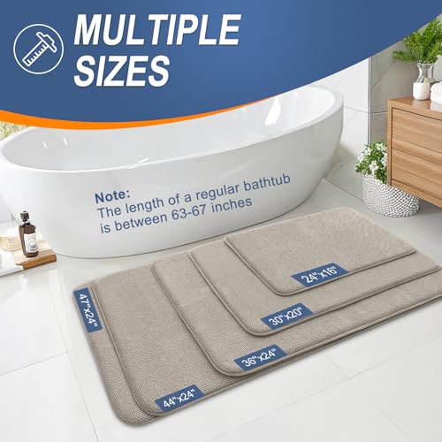 Image of OLANLY Thick Memory Foam Small Bathroom Rugs 24x16, Extra Soft Absorbent Bath Rug, Quick Dry Bath Mats, Non-Slip, Machine Washable Mat for Bathroom, Tub and Shower, Home Decor Accessories, Warm Taupe