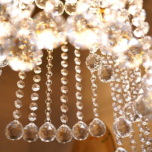 Image of IndianShelf Premium 110 Piece (10 Crystal Drop, 100 Beads) Clear Glass Christmas Ornaments- Christmas Garland for Christmas Decorations- Chandelier Replacement -Hangings for Centerpieces-Suncatchers