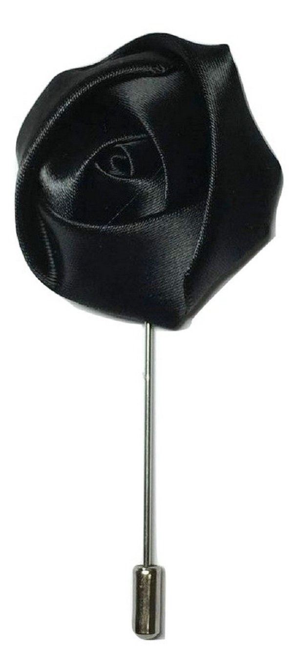 L&L® Rose Flower Corsage Boutonniere Stick Silky Lapel Buttonhole Grooms Wedding UK (Black)