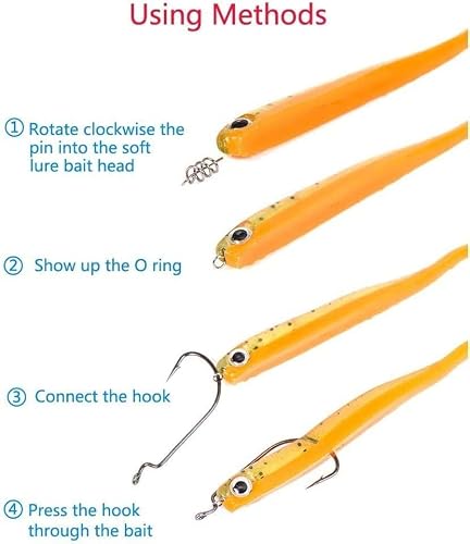 Omyzero 200Pcs Soft Lure Bait Spring Twist Lock Outdoor Fishing Crank Hook Centering Pin For Soft Lure Bait Worm Crank(11Mm-26Mm) #TOP3