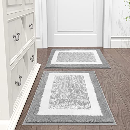 Earthall Gray Bathroom Rugs Sets 2 Piece, Absorbent Bath Mats For Bathroom Non Slip, Grey Bath Rugs For Bathroom Washable, Small Bathroom Mats Sets 2 Piece, Shower Rugs For Bathroom 17"X24"+20"X32" #TOP7