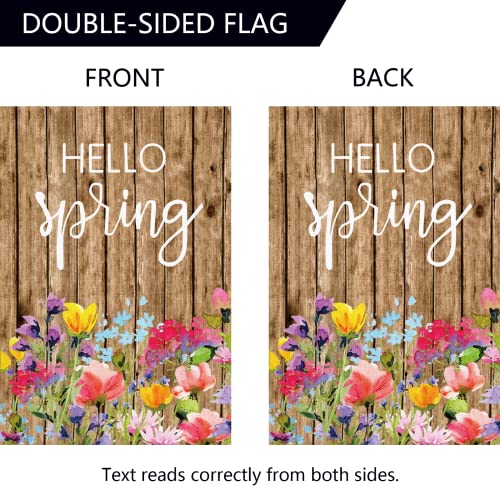Surfapans Hello Spring House Flag 28X40 Inch Double Sided Vertical Outside Burlap Watercolor Floral Outdoor Large Yard Flags Seasonal Home Porch Holiday Decoration #TOP5