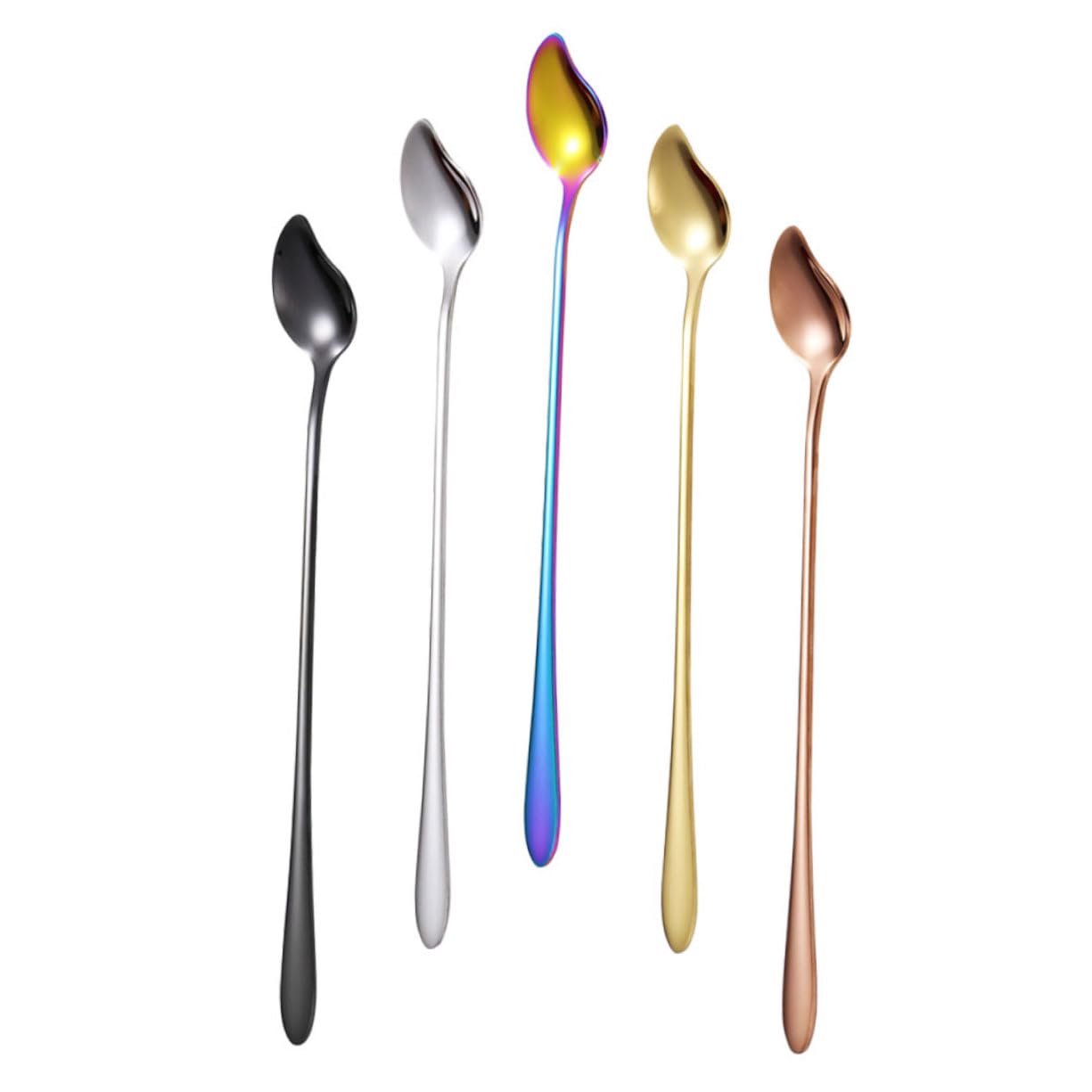 Milisten 5pcs Gold Spoons Serving Spoon Set Stainless Steel Multipurpose Spoon Set for Desserts Coffee Ice Cream