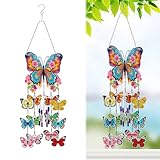 Generic Butterfly Diamond Art Wind Chimes Kit, Double Sided 5D DIY Diamond Painting Suncatchers Home Hanging Ornament for Garden, PFL505