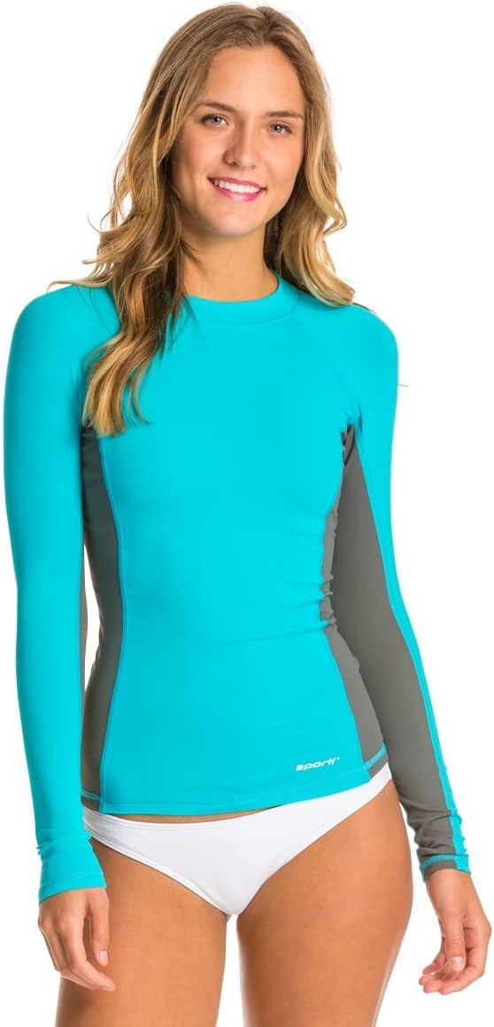 Sporti Women Rash Guard, UPF 50+ UV Sun Protection Swim Shirt, Long Sleeve Swimsuit for Women Swimming, Fishing, Surf