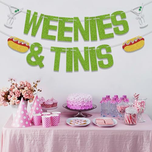 Image of Weenies & Tinis Banner,Martini Bar Party Decorations,Hot Dog Martini Bar,Martini Themed Bachelorette Party Decorations Supply Green