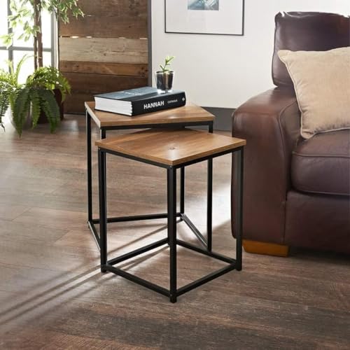 Homme Concept – Set of 2 Nest of Tables for Living Room, Square Sofa Side End Table, Coffee Table, Small Bedside Table, Nesting Table for Hallway, Bedroom, Home Office, Space Saving. (Oak-Square) 5 Homme Concept – Set of 2 Nest of Tables for Living Room, Square Sofa Side End Table, Coffee Table, Small Bedside Table, Nesting Table for Hallway, Bedroom, Home Office, Space Saving. (Oak-Square) - Image 5
