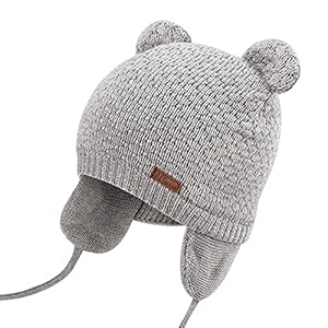 DRESHOW Winter Beanie Muts voor Baby Kids Peuter Pasgeboren, Oorklep Leuke Warme Fleece Gevoerde Gebreide Muts voor…