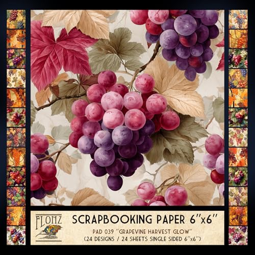 Papier de scrapbooking FLONZ style vitrail et botanique vintage, papier d'art 15 cm