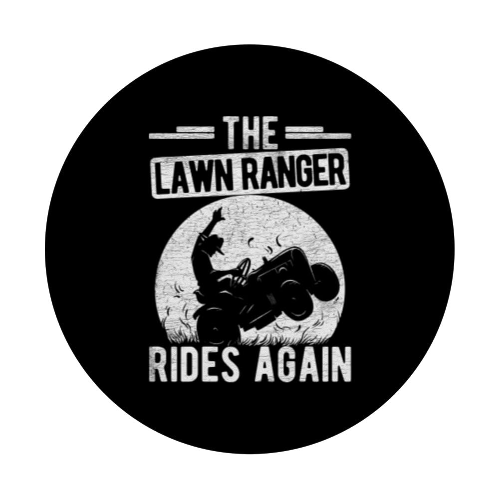 THE Lawn Ranger RIDES AGAIN Lawn Ranger Gardening PopSockets Swappable PopGrip, Black - Image 3
