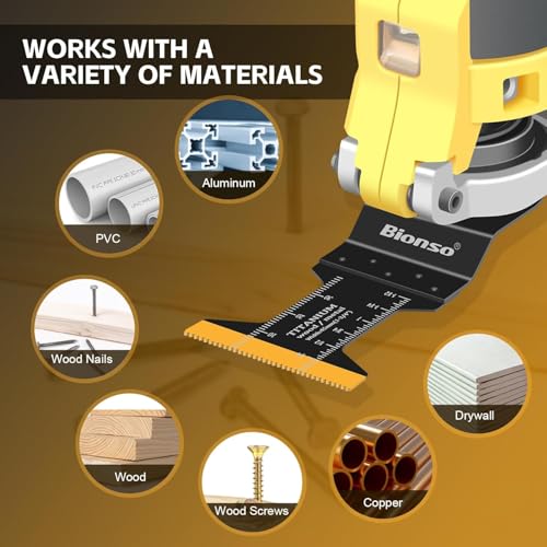 Image of Bionso 20PCS Titanium Oscillating Tool Blade Cuts Metal and Wood, Sharp and Durable Multitool Blades, Multi Tool Blades Kits, Oscillating Saw Blades Fit Dewalt Milwaukee Ryobi Makita