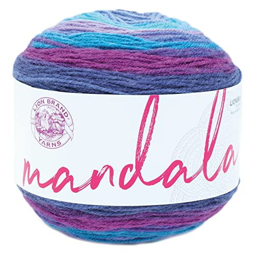 Image of Lion Brand Yarn, Mandala DK Lightweight Yarn for Knitting, Crochet, and Crafts, Hades, 1 Pack, Self-Striping Acrylic Fiber for Baby Blankets, Multicolor Shawls and Variegated Cardigans