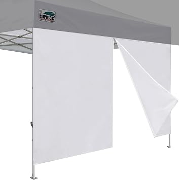 Eurmax USA 10FT Instant Canopy SunWall with Middle Zipper Wall for Pop Up Canopy Tent,1 Pack Sidewall for Outdoor ShadeWhite