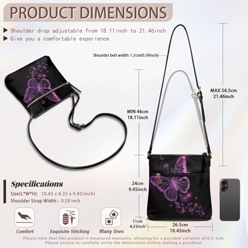 Image of Leather Purses for Women, Leather Hobo Bags for Women Travel Sling Purse Triple Zippered Pockets Shoulder Bag