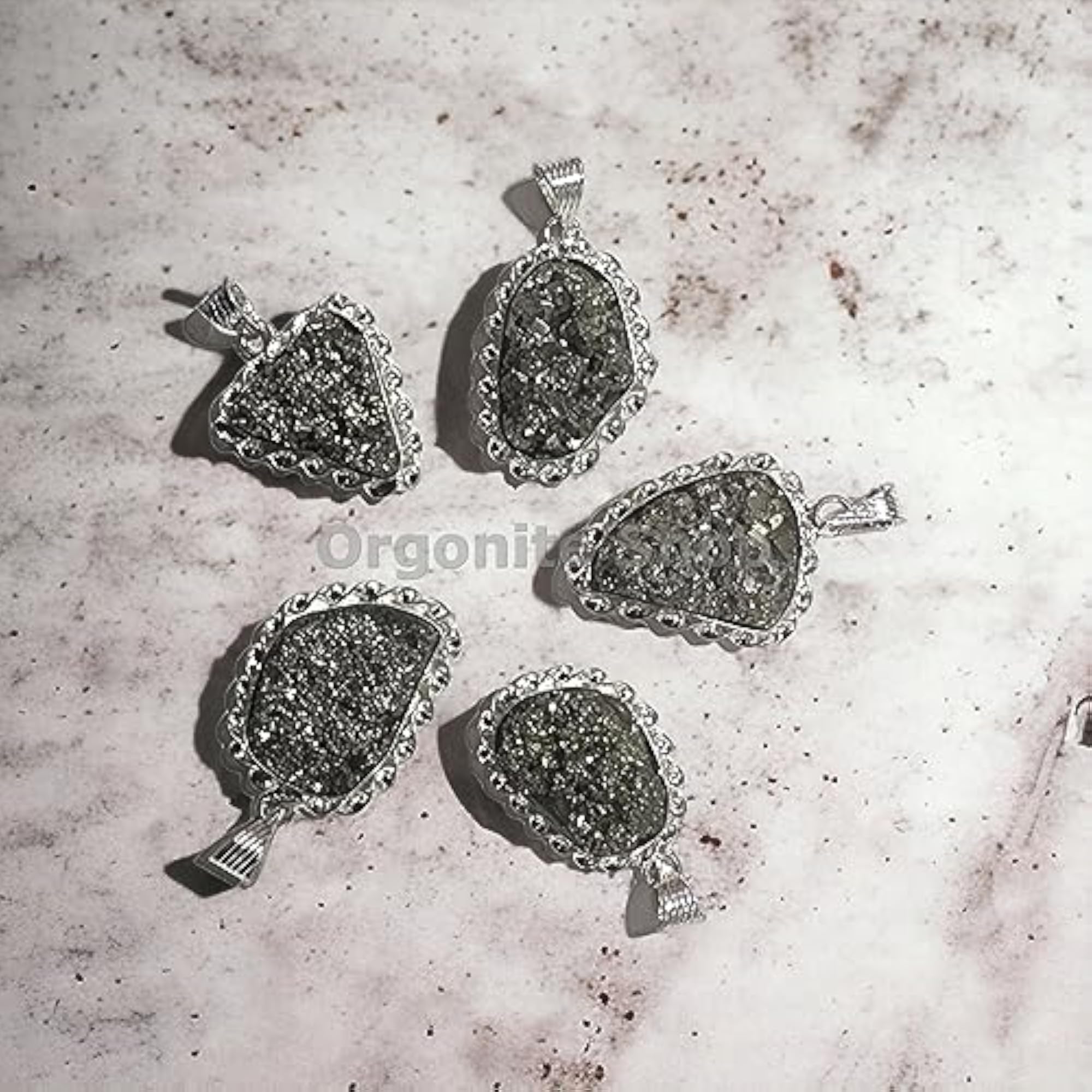 Natural Pyrite Crystal Pendant with Chain, Abundance & Protection