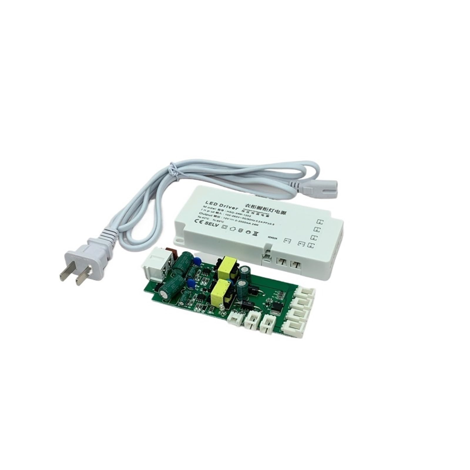 PWANUIGTE Wardrobe Cabinet Light Power Supply 12V Ultra-Thin Induction Port Showcase Wine Layer Linear Transformer(DC12V 24W 6 ports)