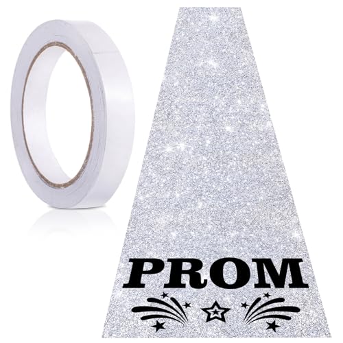 Ceenna 2026 Prom Party Decoration Glitter Carpet Runner 2ft15ft Graduation Prom Sequin Aisle Runner with Tape Class of 2026 Runway Rug Congrats Grad Carpet for Graduation Night Party Decor(Silver)