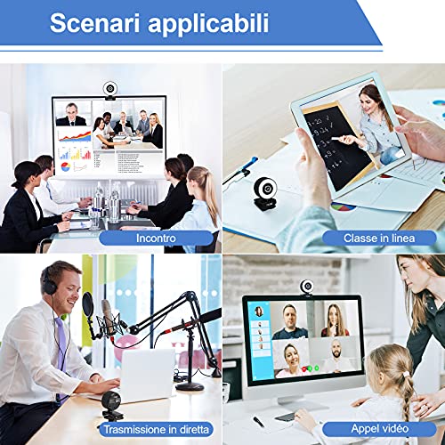 MUINE Webcam PC con Microfono, Streaming Full HD