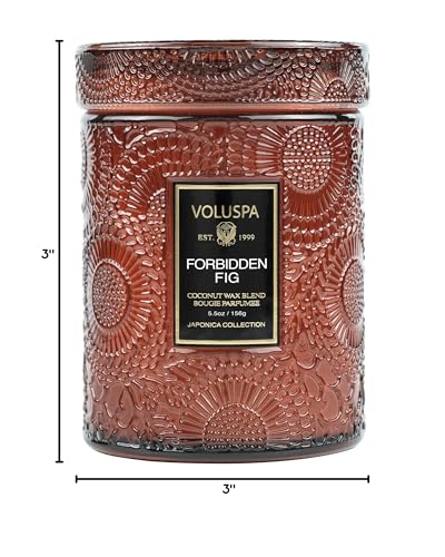 Image of Voluspa Forbidden Fig Candle, 5.5oz, Coconut Wax Blend, Scented Candles for Home, 50 Hour Burn Time, Handcrafted in The USA