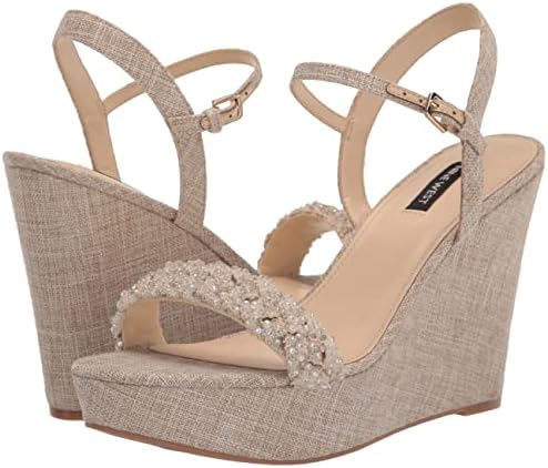 Nine West Women's HALORA Wedge Sandal, Natural 110, 9.5 | Image 6