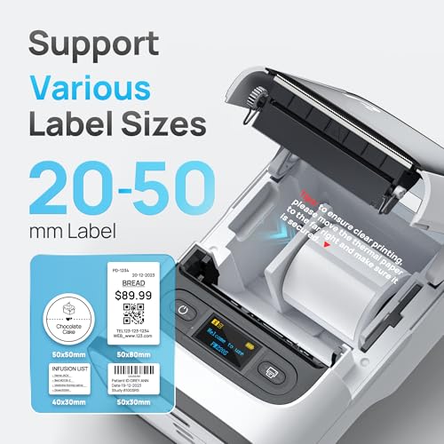 Image of POLONO PM220S Bluetooth Thermal Label Maker, Portable Sticker Printer with 2'' x 1.18'' Label Tape, Easy to Use Label Machine with Tape, Desktop Photo Printers for Home Office Business, Ivory
