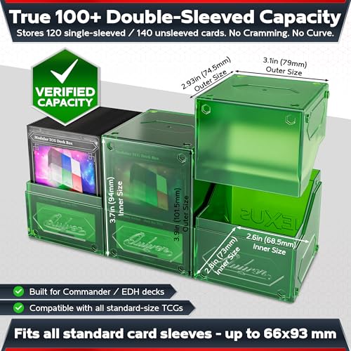 Image of Quiver Time 360 Modular Nexus DeckBlock - Durable Stackable MTG Deck Box for Commander fits 100+ Cards | Stylish 100 Card Deck Box MTG | Interchangeable TCG Decks Boxes (1 pcs, Green)