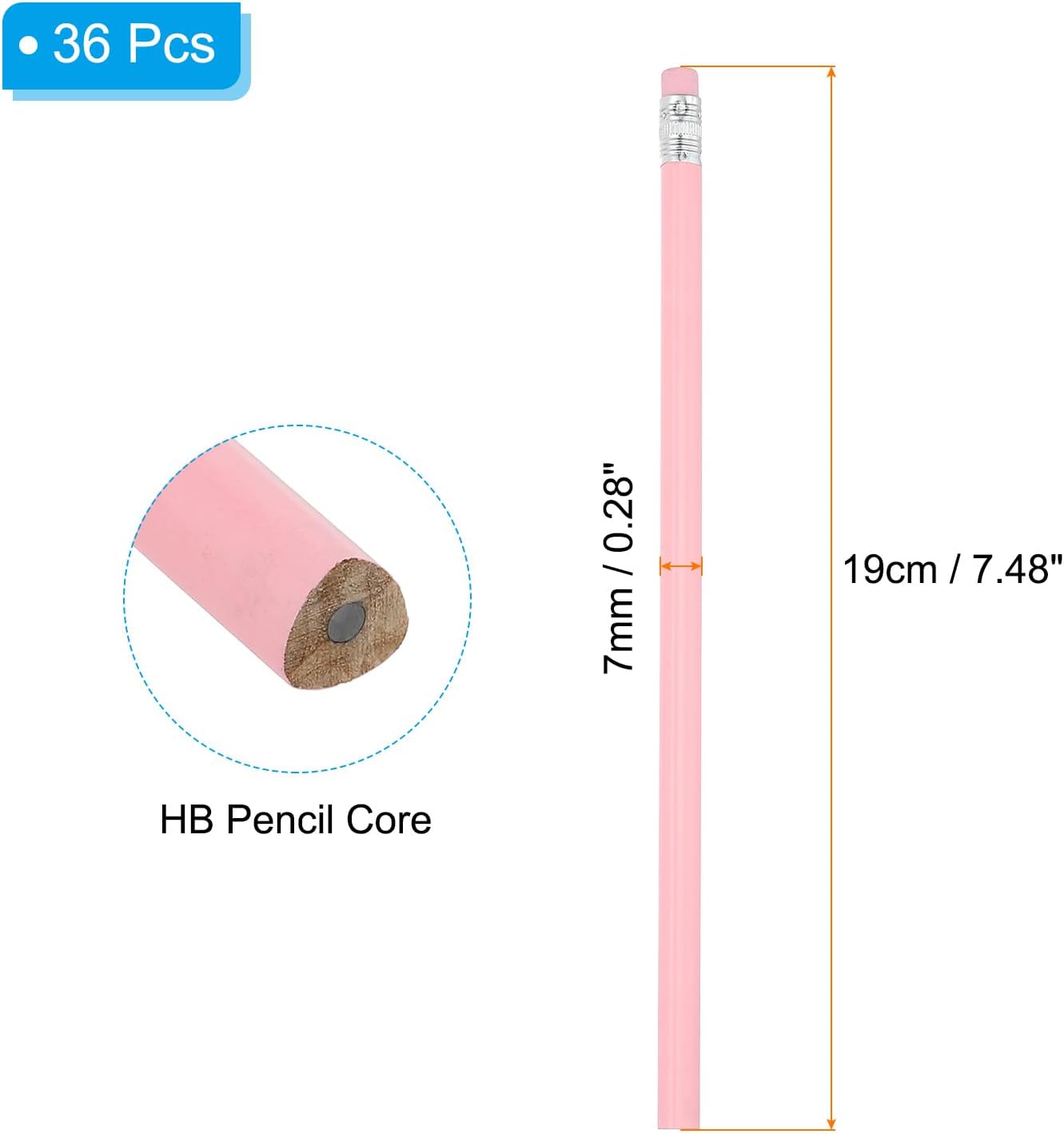 PATIKIL Round Pencils, 36 Pack Triangle HB Graphite Pencil Woodcase, Pink image 2
