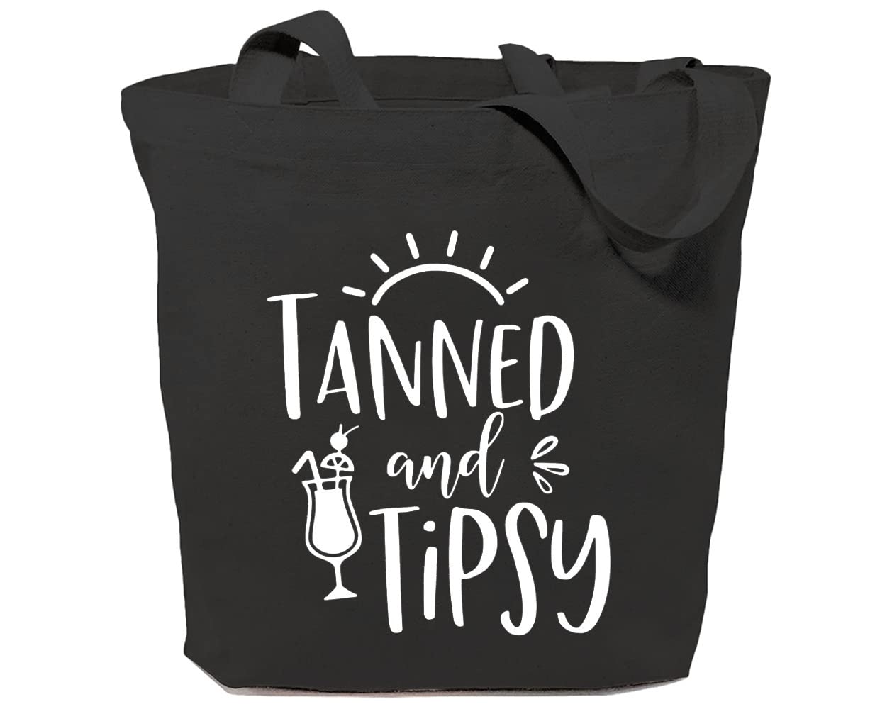 Tanned and Tipsy Canvas Tote Bag for Women Aesthetic Beach Vacation Reusable Eco-Friendly Grocery Bags Girls Gifts
